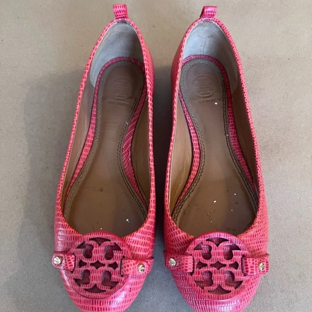 Tory Burch Mini Miller Ballet Flat Melon Micro Tejus Lizard embossed women's 5M